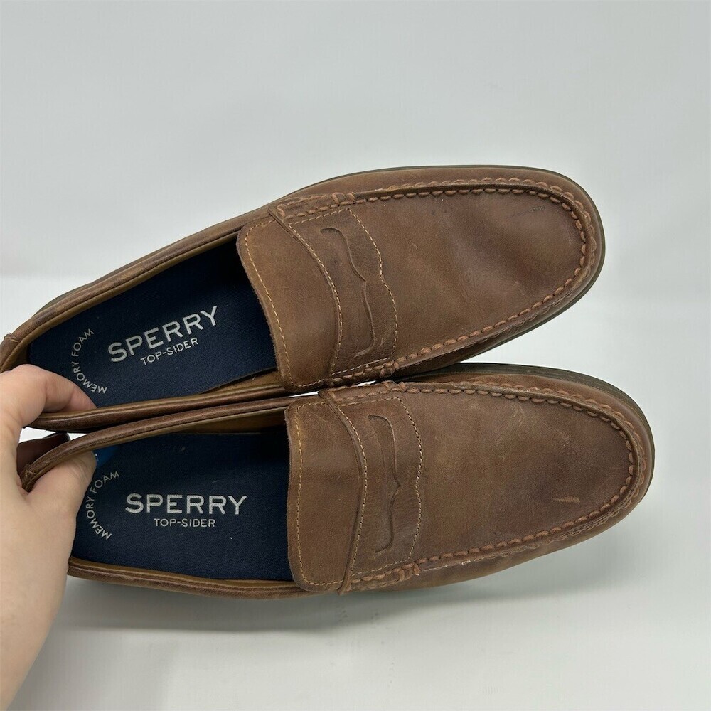 Sperry Top-Sider Men's Penny Loafers Brown Slip-On Moc Toe Memory Foam Size 8.5 - Picture 10 of 12